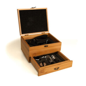 SMPV700993 - Estojo em bambu com abridor e acessório para vinho - 8 PÇS