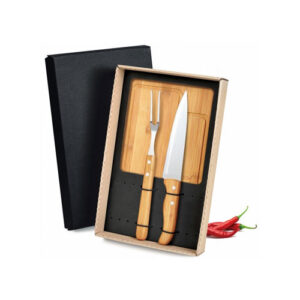 SMME719063 - Kit churrasco em bambu/inox - 3 PÇS