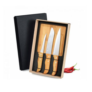 SMME19873 - Kit para churrasco / cozinha em bambu / inox - 4 PÇS